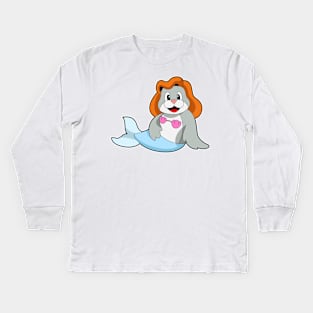 Seal Mermaid Kids Long Sleeve T-Shirt